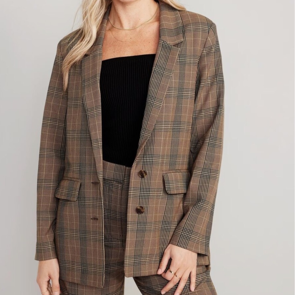 Old Navy Brown Plaid Taylor Relaxed Fit Suit Blazer Size 3xl
